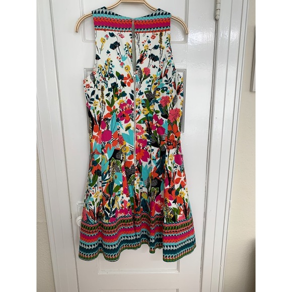 Maggy London Multicolor Floral Sleeveless A Line Fit Flare Dress Size 12 $175 - Picture 5 of 16